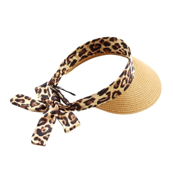 #190 Leopard Straw Visor hat main image 5